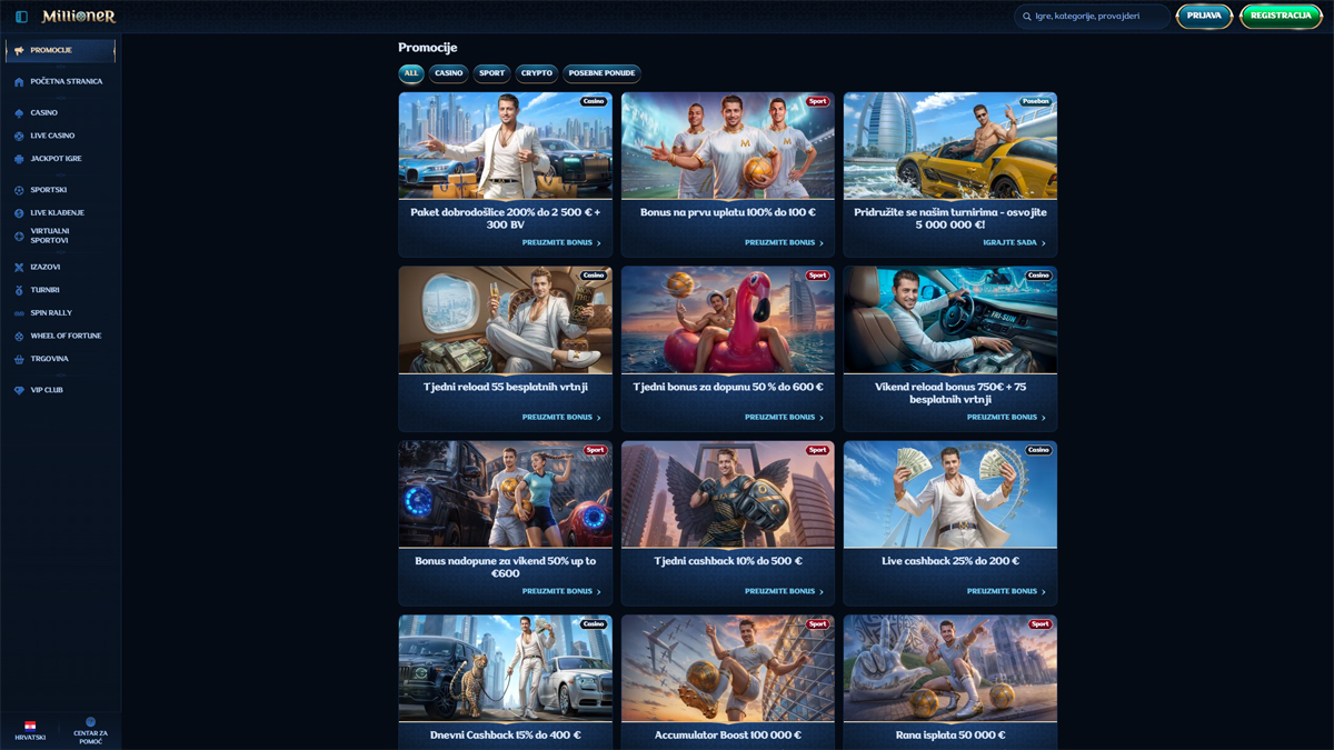Millioner-Casino-Ctoatia-Bonuses
