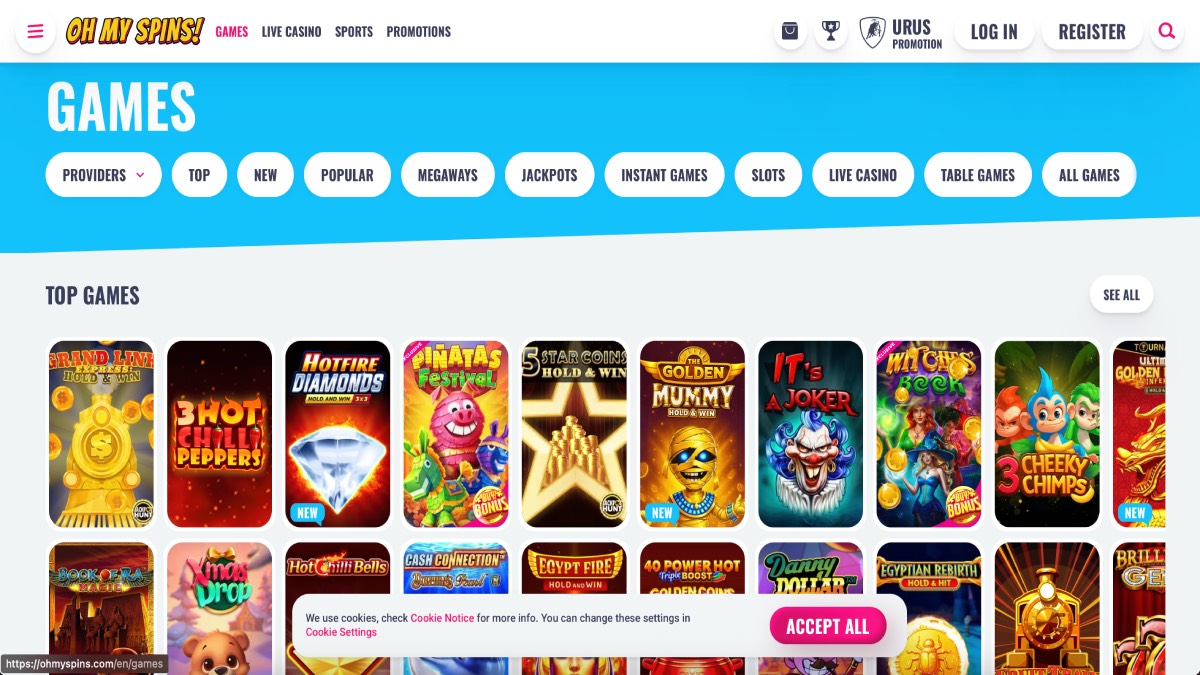OhMySpins Casino Game Collection