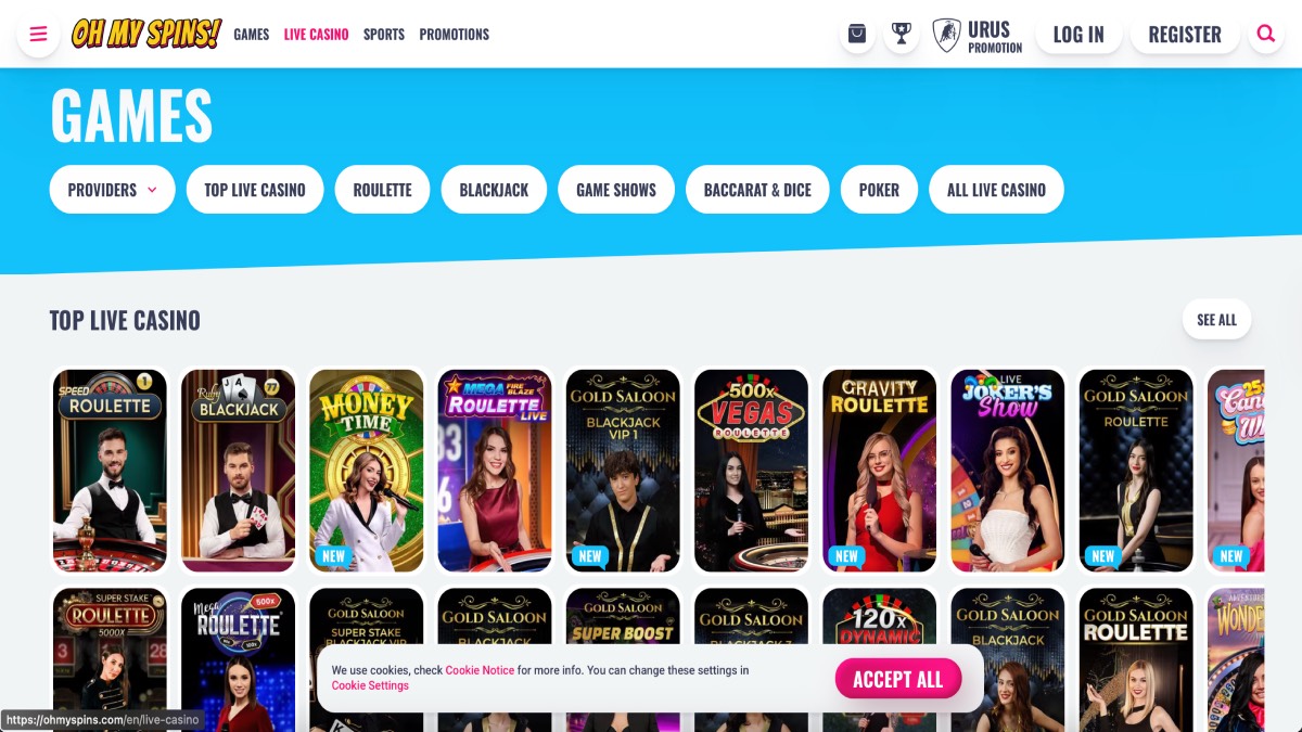 OhMySpins Casino Live Casino