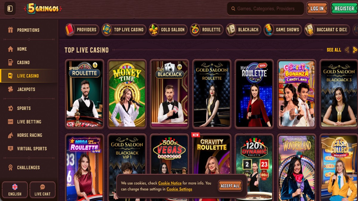 5 Gringos Casinoのライブカジノ