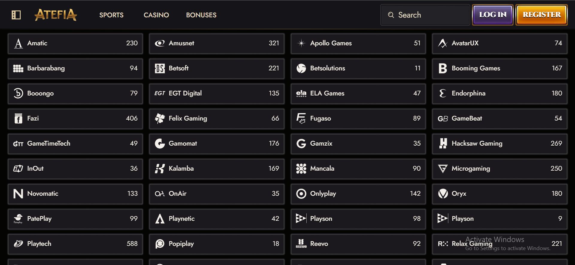 atefia-casino-providers-list