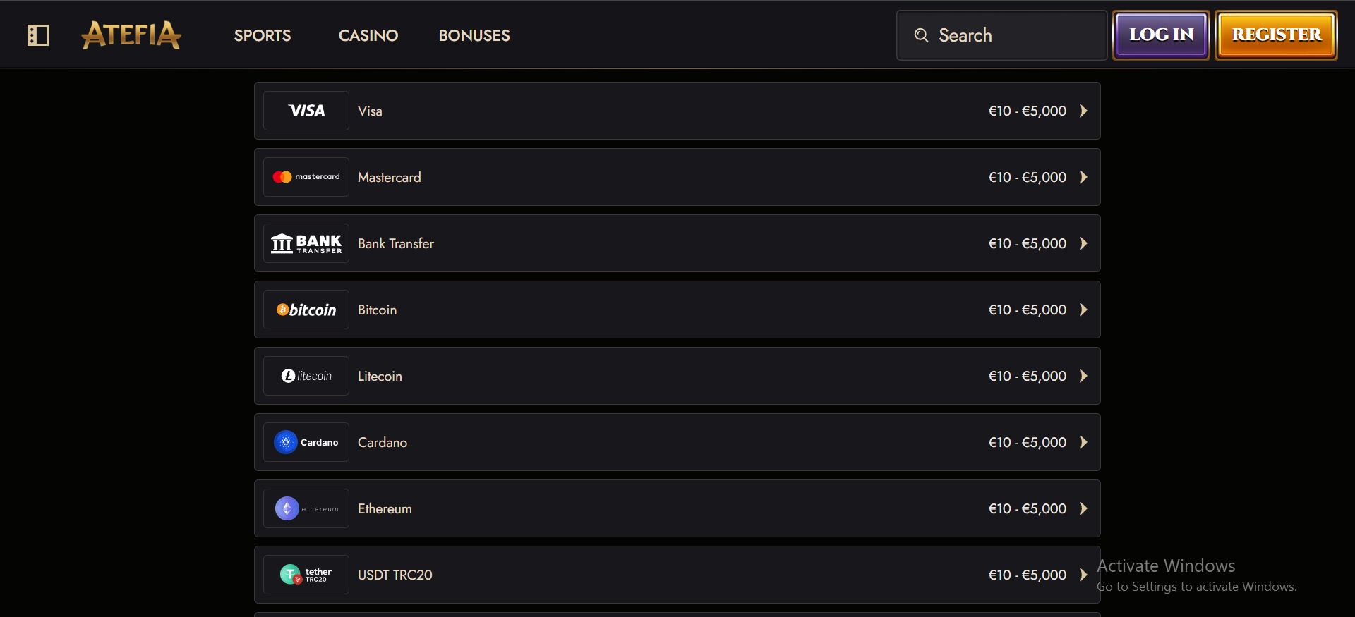 atefia casino withdrawals
