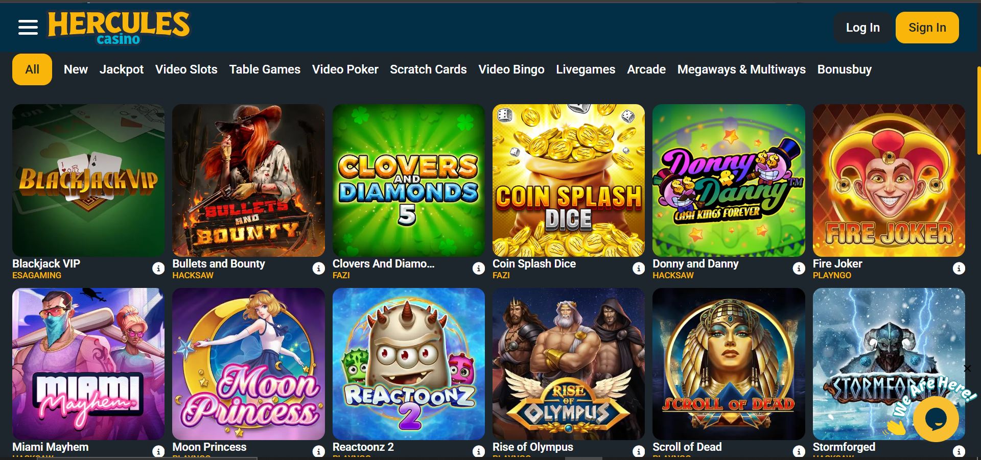 hercules casino slot games
