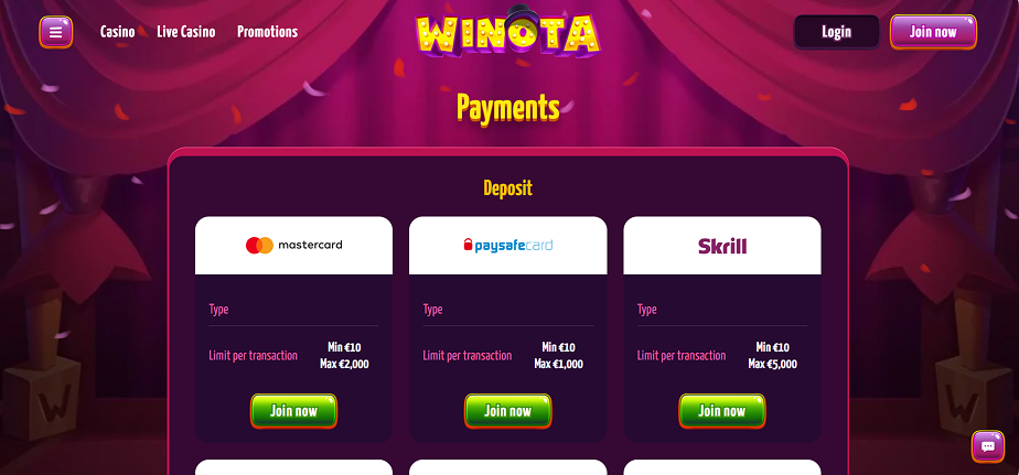 winota casino withdrawals
