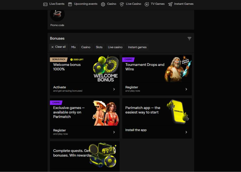 parimatch casino bonuses