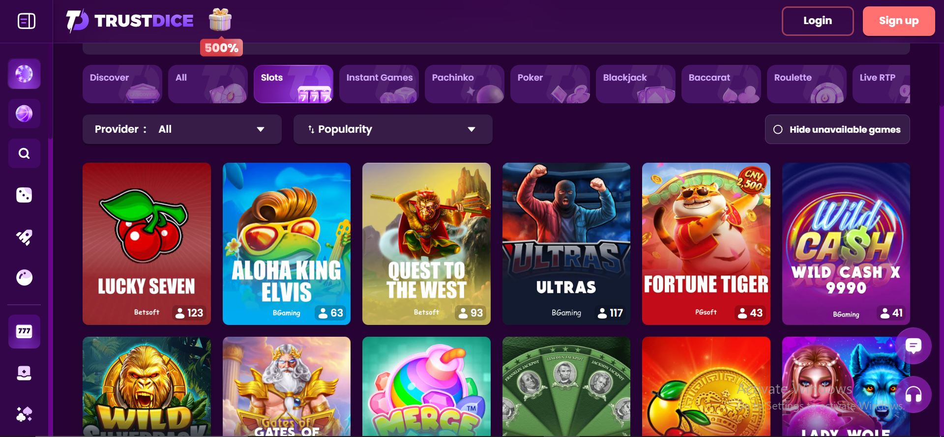 trustdice casino slot games