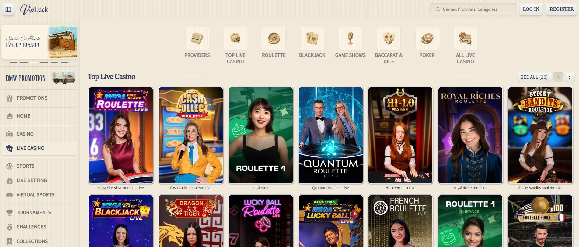 VIP Luck live casino
